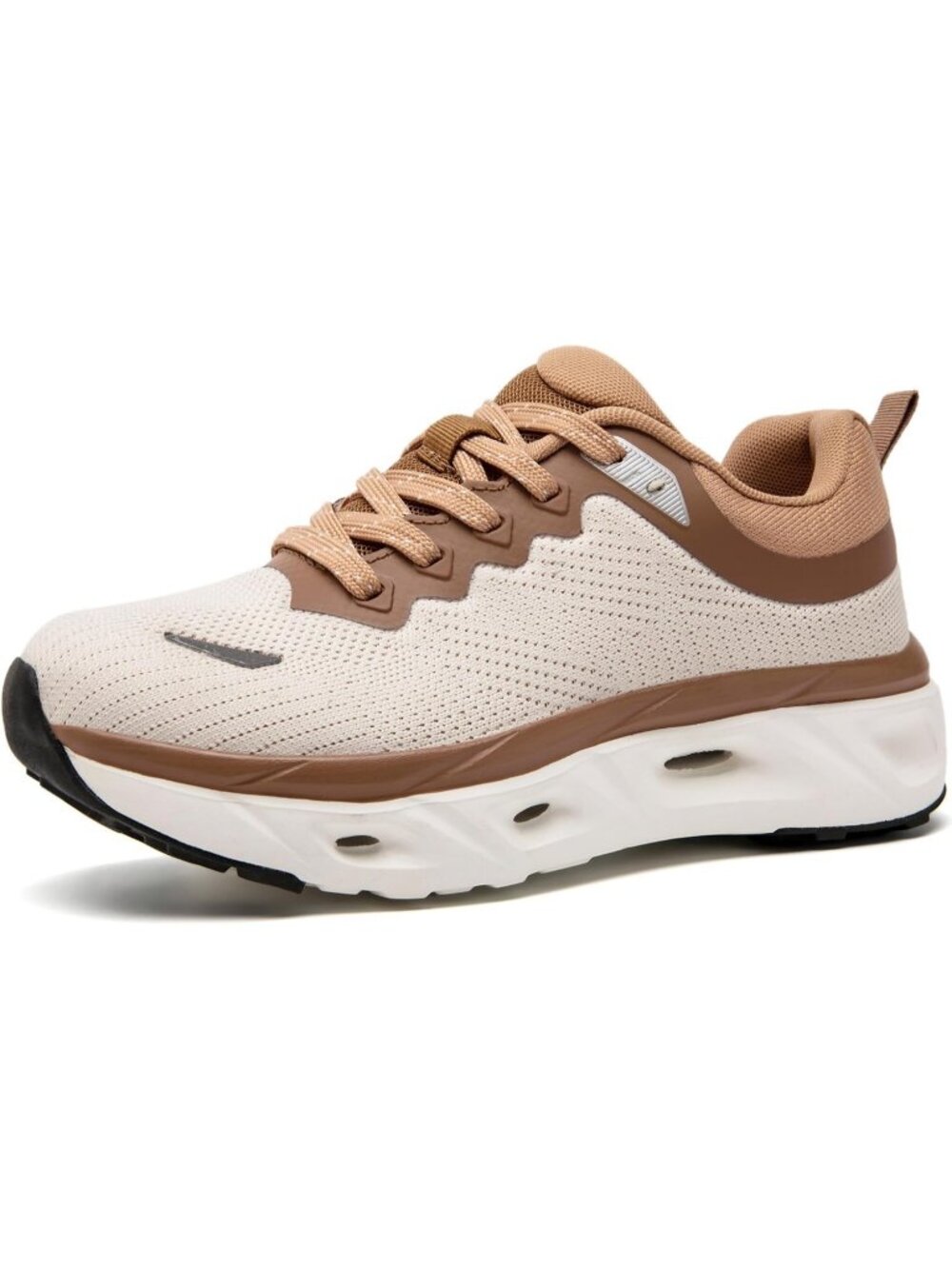 Women's Beige Khaki Comfortable Cushioning Non Slip Work Fashion Walking Sneaker - Picture 1 of 6